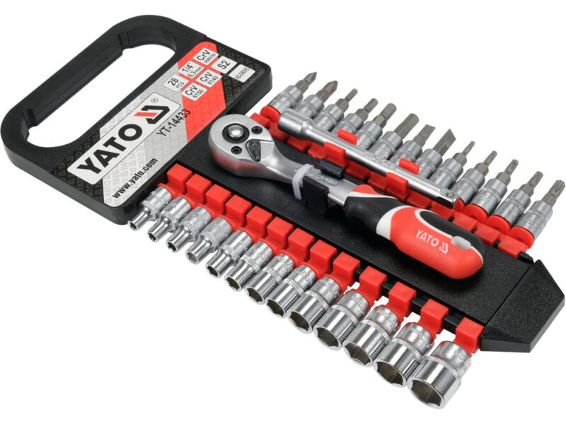 Bộ tuýp tay vặn và mũi vít tổng hợp 1/4" 28 chi tiết Yato YT-14433 - Ba Lan