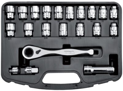 Bộ tuýp tay vặn xuyên tâm 1/2" hệ inch và mét 21 chi tiết Yato YT-3865 - Ba Lan