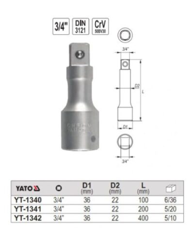 Cần nối dài 3/4'' x 100mm Yato YT-1340 - Ba Lan
