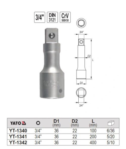 Cần nối dài 3/4'' x 100mm Yato YT-1340 - Ba Lan