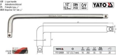 Cần siết chữ L 1/2" 300x70mm Yato YT-12439/YT-12445 - Ba Lan