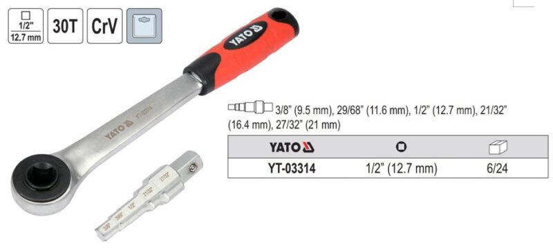 Cần siết lực 1/2" xuyên tâm kèm cờ lê bước Yato YT-03314 - Ba Lan