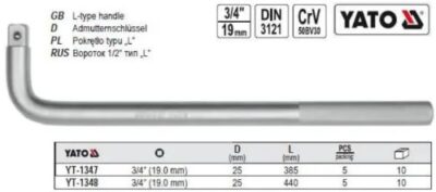 Cần siết lực chữ L 3/4'' 410mm Yato YT-1348 - Ba Lan