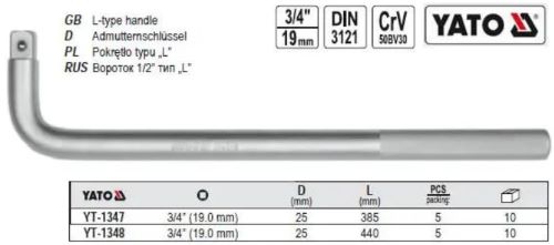 Cần siết lực chữ L 3/4'' 410mm Yato YT-1348 - Ba Lan