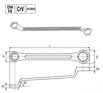 Cờ lê 2 đầu vòng 5.5x7mm - 30x32mm kiểu Đức Yato - Ba Lan