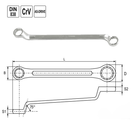 Cờ lê 2 đầu vòng 5.5x7mm - 30x32mm kiểu Đức Yato - Ba Lan