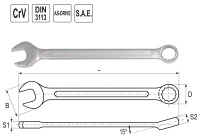 Cờ lê vòng miệng khuỷu cao hệ inch 1/4" kiểu Đức Yato YT-4870 - Ba Lan