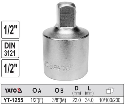 Đầu chuyển 1/2" sang 3/8" Yato YT-1255 - Ba Lan
