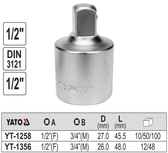 Đầu chuyển 1/2" sang 3/4" Yato YT-1258 - Ba Lan