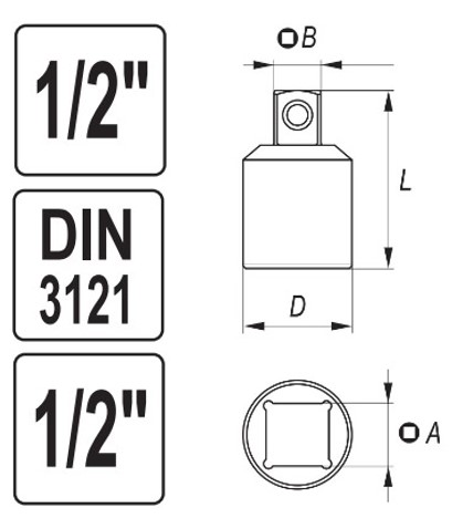 Đầu chuyển 1/2" sang 3/8" Yato YT-1255 - Ba Lan