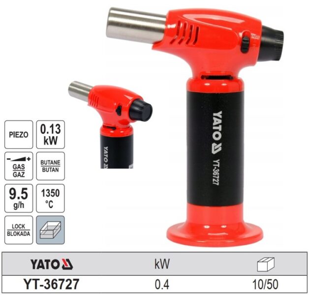Đèn khò bơm gas mini cầm tay 1350°C Yato YT-36727 - Ba Lan