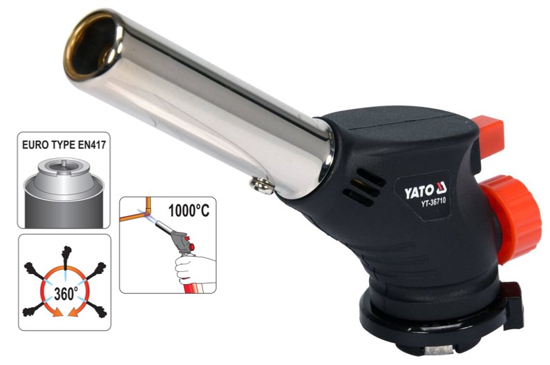 Đầu khò gas mini xoay 360° 73g/h Yato YT-36710 - Ba Lan