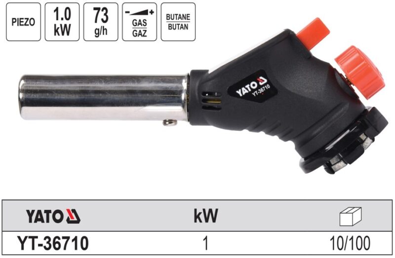 Đầu khò gas mini xoay 360° 73g/h Yato YT-36710 - Ba Lan