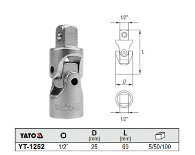 Đầu nối lắc léo 1/2"x69mm Yato YT-1252 - Ba Lan