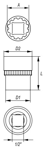 Đầu tuýp bánh răng Spline 1/2" Yato YT-1460 - Ba Lan