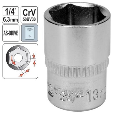 Đầu tuýp Lục giác 6 cạnh 1/4" size: 5mm - 13mm Yato YT-14120 - Ba Lan