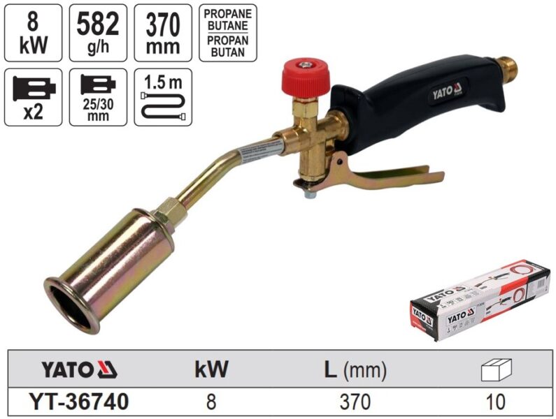 Dây khò 370mm kèm đầu khò và 2 béc Yato YT-36740 - Ba Lan
