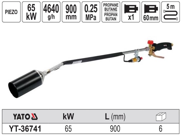 Dây khò 900mm kèm đầu khò Yato YT-36741 - Ba Lan