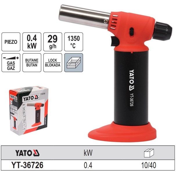 Đèn khò gas cầm tay mini 1350°C Yato YT-36726 - Ba Lan