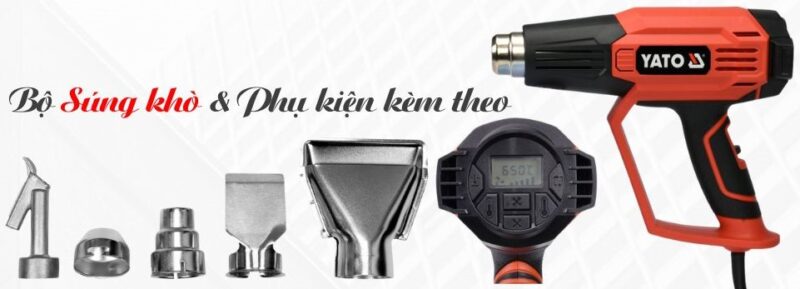Bộ máy khò nhiệt LCD 1600w + 5 đầu khò Yato YT-82296 - Ba Lan