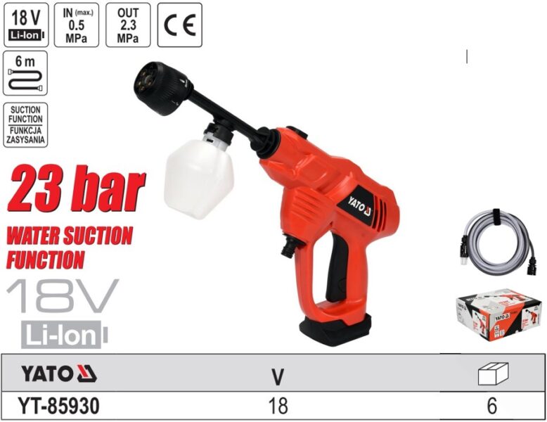 Máy rửa xe dùng pin 18V Yato YT-85930 - Ba Lan