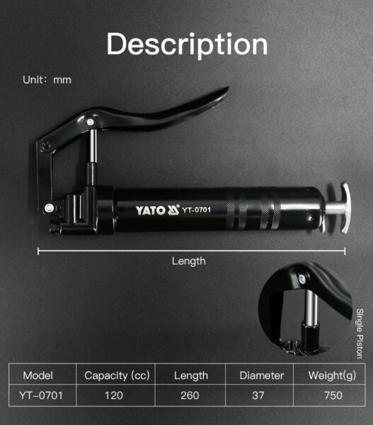 Bơm Mỡ Cầm Tay 120cc Yato YT-0701