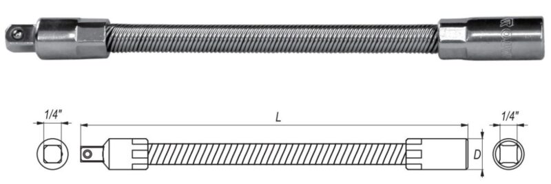 Thanh nối dài thân mềm 1/4" 150mm Yato YT-1400 - Ba Lan