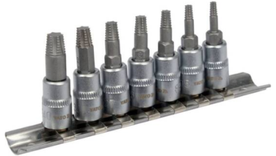 Bộ tuýp 1/4" mũi sao xoắn tháo gỡ ốc sao bị hỏng 7 chi tiết Yato YT-04581 - Ba Lan
