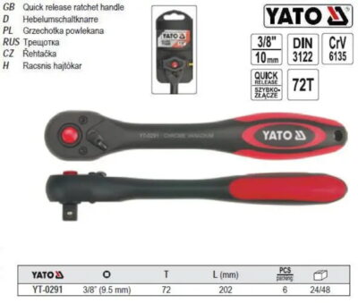 Cần siết tự động 3/8" dạng thẳng 202mm Yato YT-0291 - Ba Lan