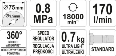 Máy căt đĩa 75mm khí nén siêu nhẹ YATO YT-09717