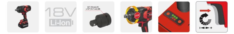 Máy siết Bulong DÙNG PIN 18V 3/4'' 2400NM Yato YT-828073 - Ba Lan
