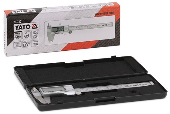 Thước inox cặp cơ khí điện tử 0-150mm Yato YT-7201 - Ba Lan