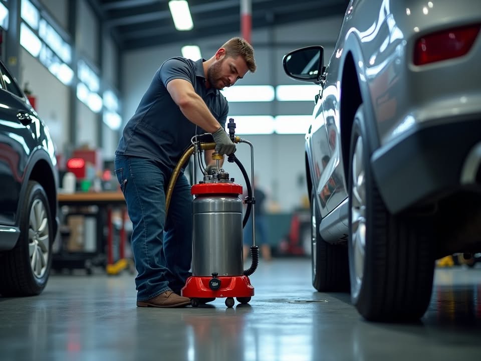 Máy Hút Nhớt Khí Nén: Giải Pháp Tiết Kiệm Thời Gian Và An Toàn Cho Gara Ô Tô Hiện Đại