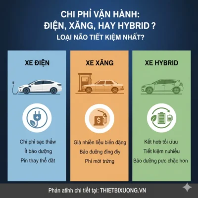 Chi Phí Vận Hành, Bảo Dưỡng: Xe Điện Tiết Kiệm, Hybrid Trung Bình, Xăng Cao