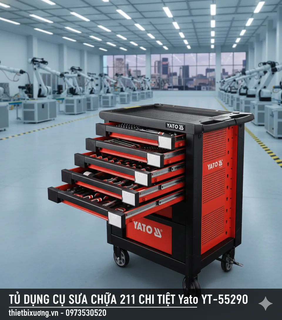 Tủ Đồ Nghề Sửa Chữa 211 Món YATO YT-55290 – Công Cụ Cầm Tay Chuyên Nghiệp