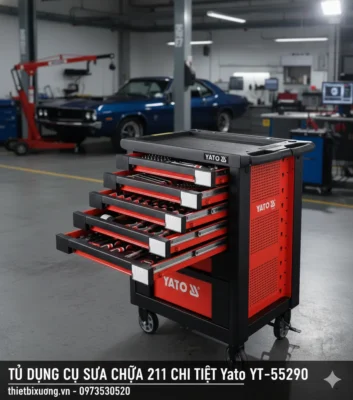 Tủ Đồ Nghề 211 Món YT-55290 Cho Sửa Chữa Ô Tô, Cơ Khí & Bảo Trì Nhà Máy