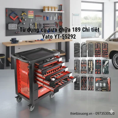 Tủ Đồ Nghề 189 Chi Tiết YATO YT-55292 Dùng Cho Ô Tô, Cơ Khí, Bảo Trì Nhà Máy