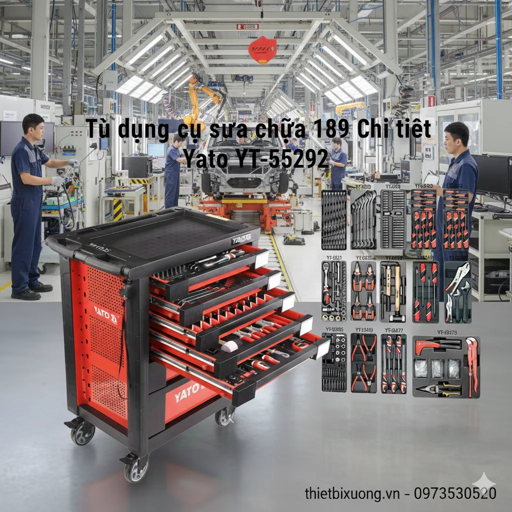 Tủ Đồ Nghề 189 Chi Tiết YT-55292 Cho Gara Ô Tô, Xưởng Cơ Khí & Nhà Máy