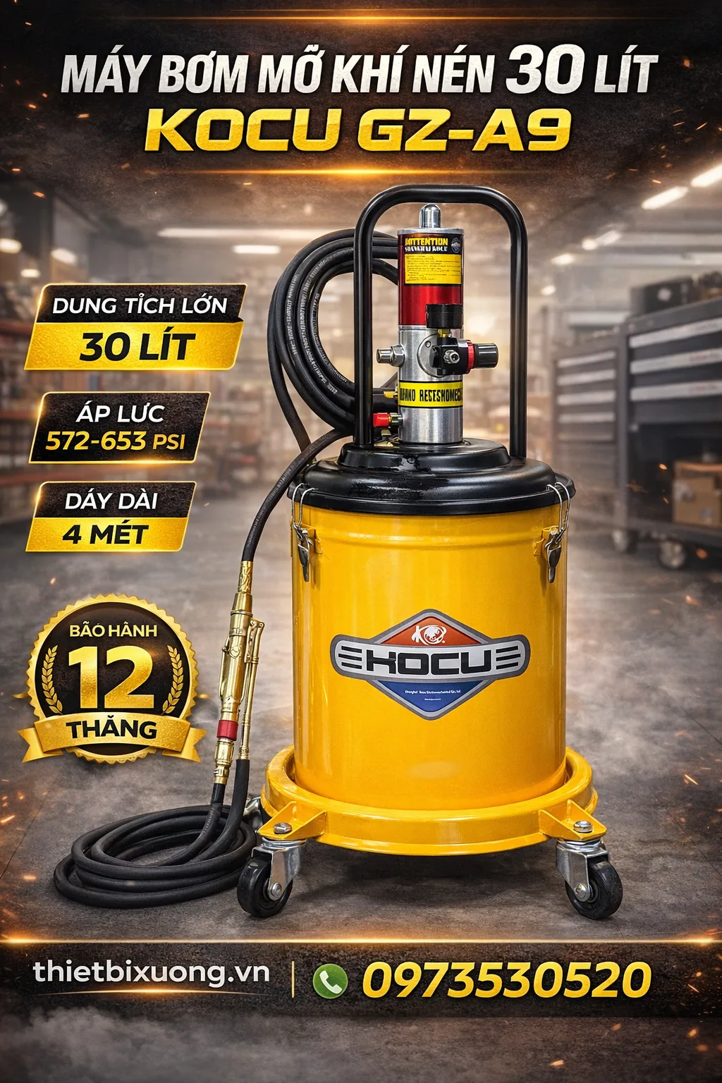 Cung Cấp Máy Bơm Mỡ Khí Nén KOCU GZ-A9 Tại Hà Nội & TP.HCM