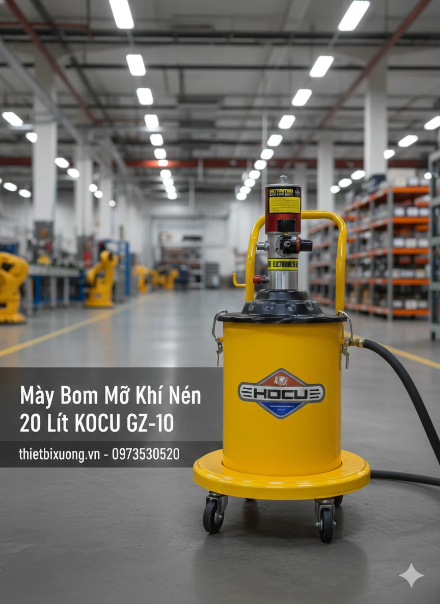 KOCU GZ-10 Máy Bơm Mỡ 20 Lít – Giải Pháp Bôi Trơn Hiệu Quả Cho Thợ Sửa Chữa