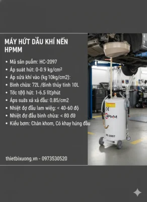 HPMM HC-2097 – Máy Hút Dầu Khí Nén 72L, Hút Sạch Dầu Thải, Tiết Kiệm Thời Gian