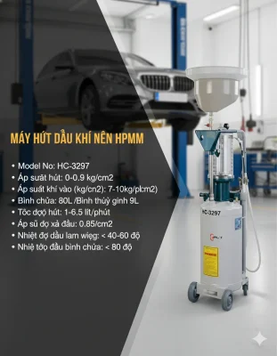 HC-3297 HPMM – Máy Hút Dầu Khí Nén Công Nghiệp, Phù Hợp Gara Ô Tô & Xưởng Dịch Vụ