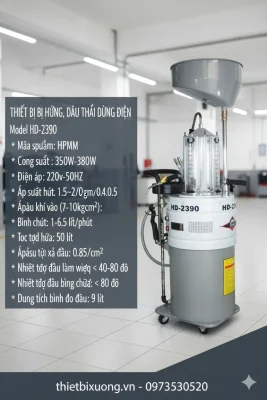 HPMM HD-2390 – Máy Hứng Hút Dầu Thải Bằng Điện 220V, Vận Hành Ổn Định