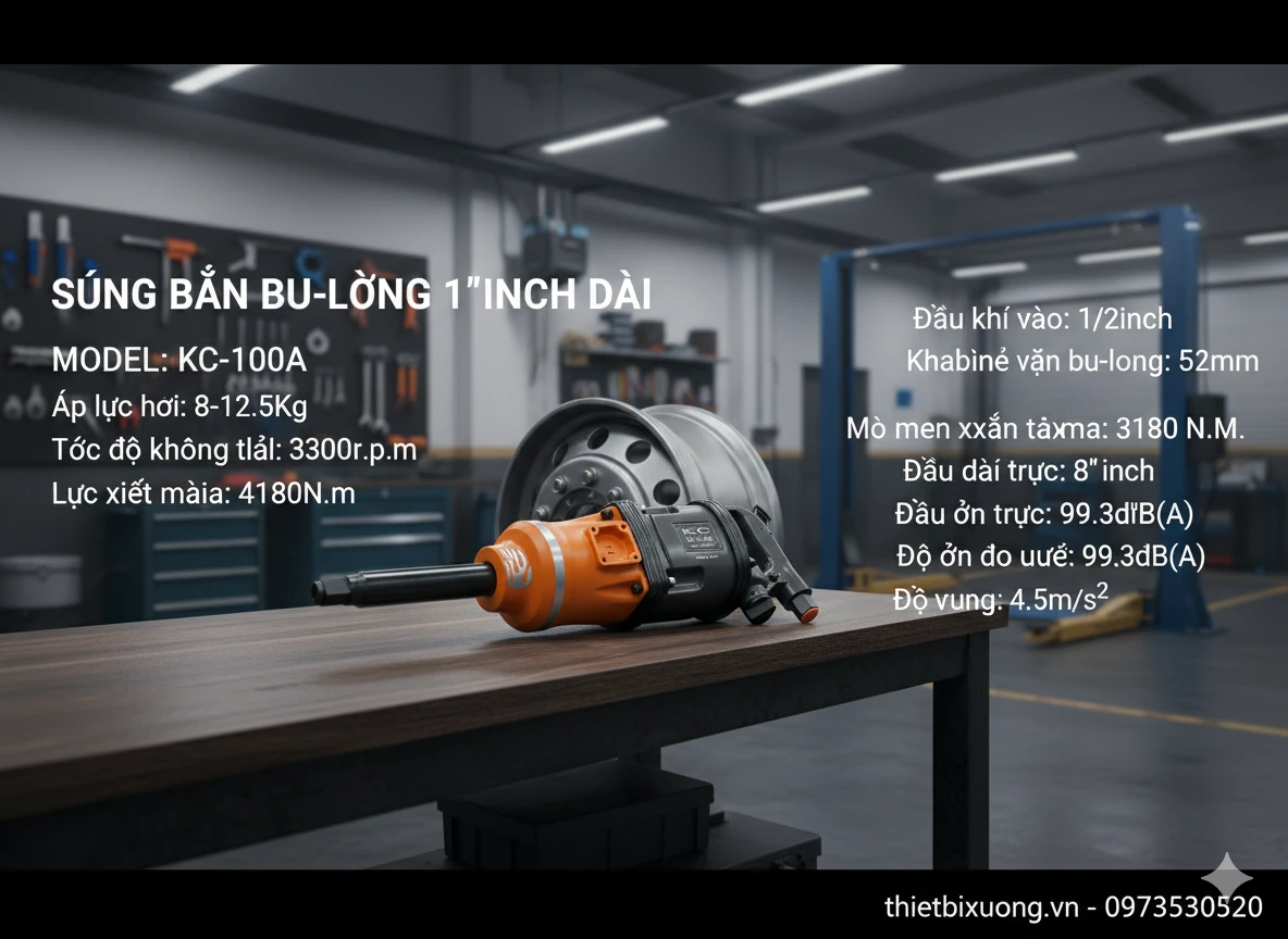 Súng bắn bu lông 1 inch dài KC-100A – Mở lốp xe tải, công trình