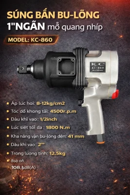 KC-860 1 inch ngắn – Súng bắn bu lông chuyên gầm xe tải