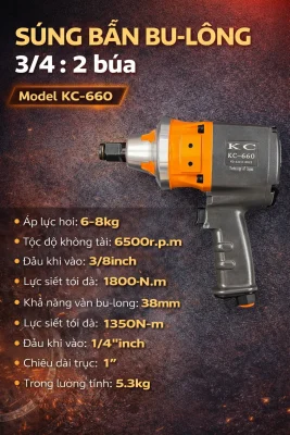 KC-660 – Súng Bắn Bu Lông 3/4 Inch Chuyên Mở Lốp, Gầm Xe