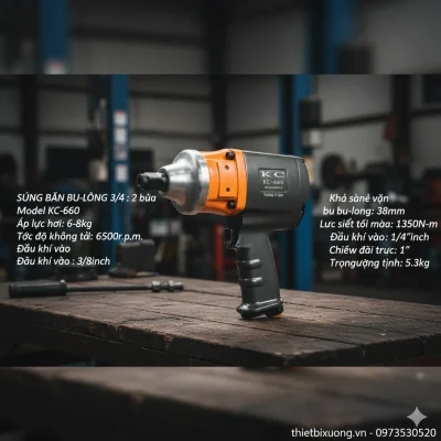 Súng Bắn Bu Lông 3/4 Inch KC-660 – Gọn Mạnh Cho Xe Tải Nhẹ