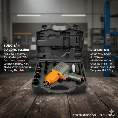 Súng Bắn Bu Lông 1/2 Inch KC-3600 – Phù Hợp Xe Con, Gara Dịch Vụ